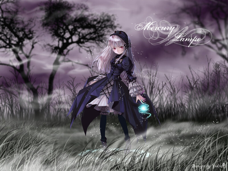 anime girl in purple dress
