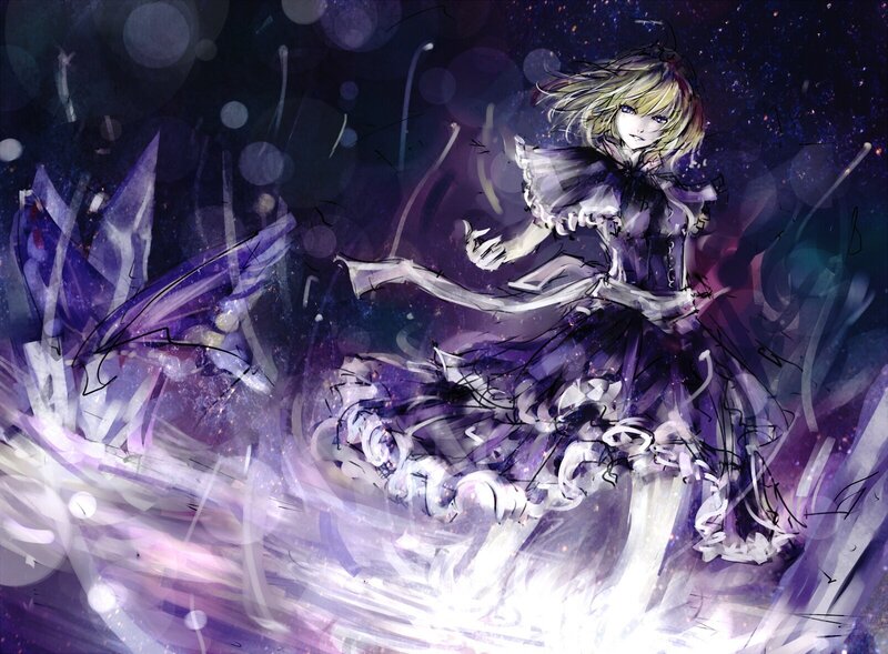 anime girl in purple dress