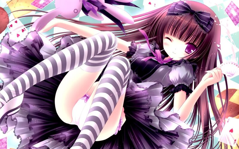 anime girl in purple dress