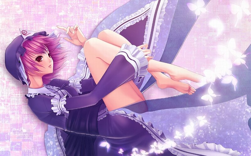 anime girl in purple dress