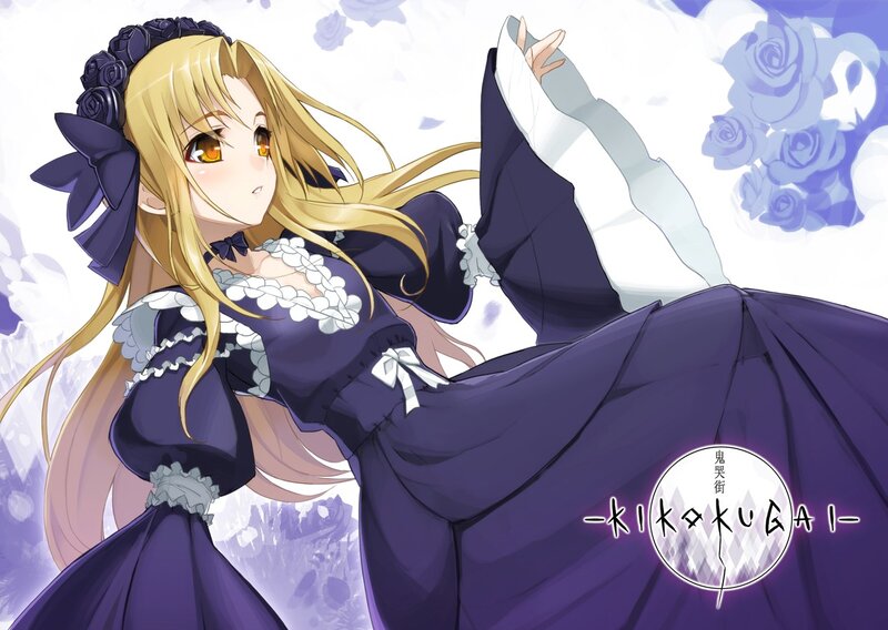 anime girl in purple dress