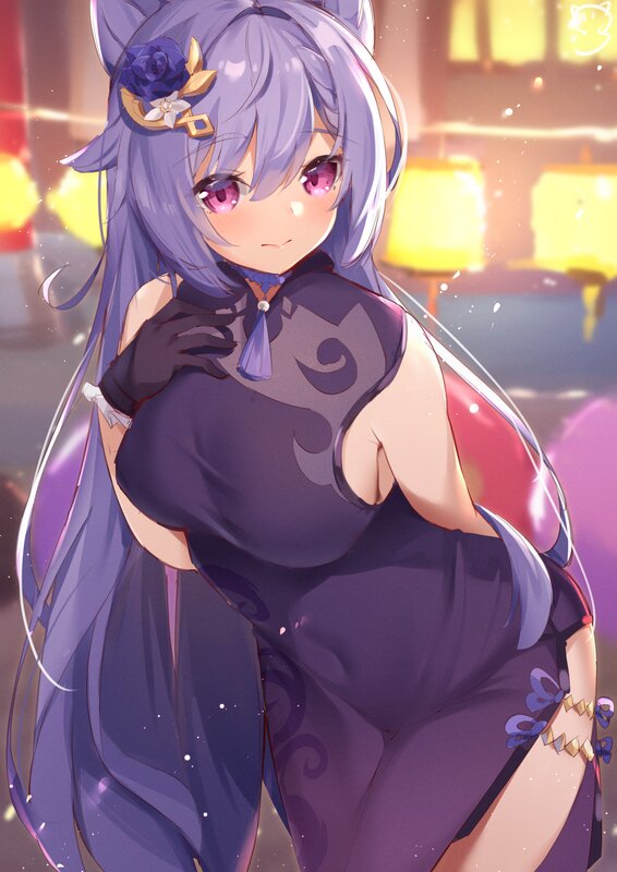 Anime Girl in Purple Dress — Calm, Night
