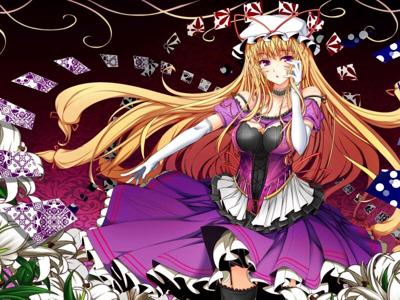 Anime Girl in Purple Dress — Dramatic, Cards