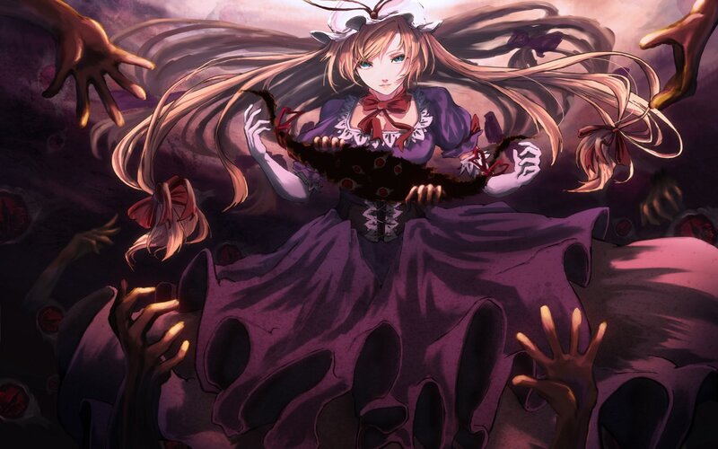 Anime Girl in Purple Dress — Dramatic, Digital Art, Hands