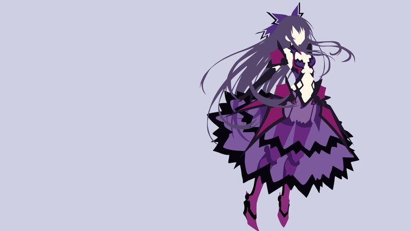 Anime Girl in Purple Dress — Dramatic, Long Hair, Lightning