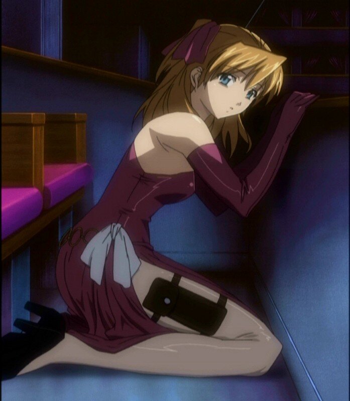 Anime Girl in Purple Dress — Dramatic, Night, Gloves