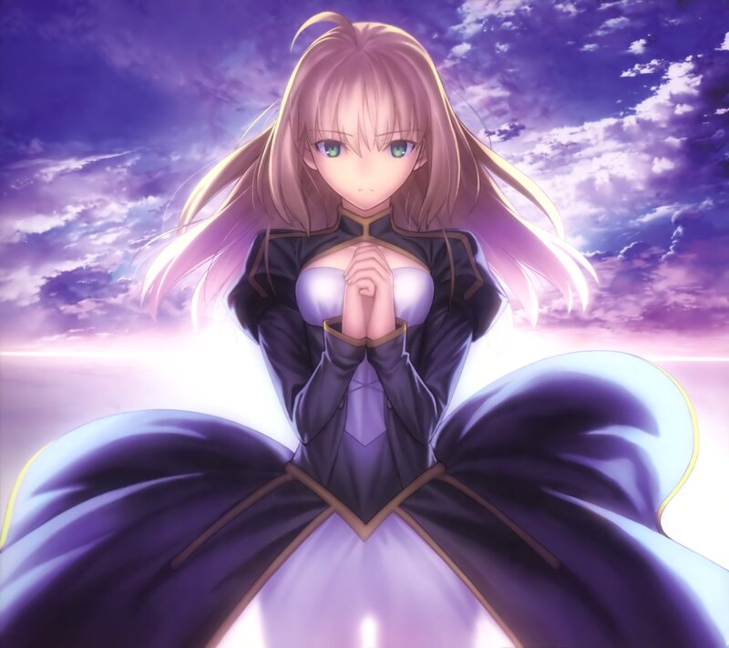 Anime Girl in Purple Dress — Dramatic, Sunset, Digital Art