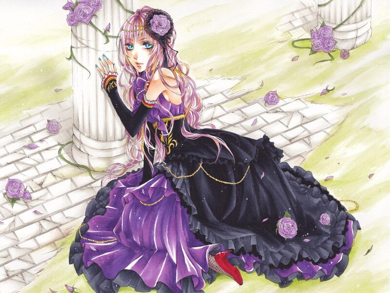 Anime Girl in Purple Dress — Dramatic