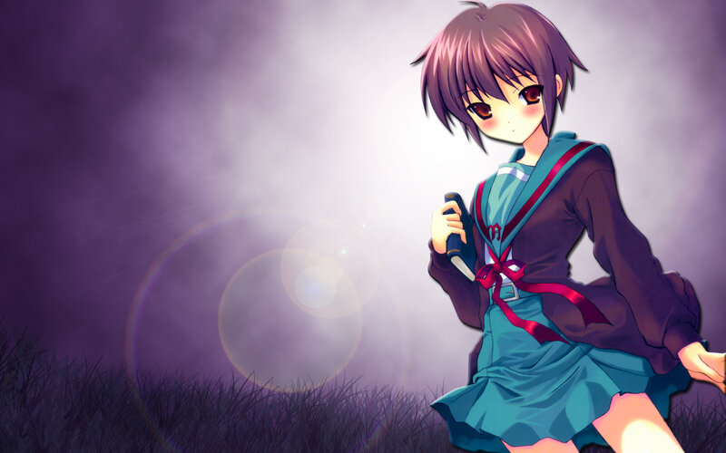 anime girl in purple field