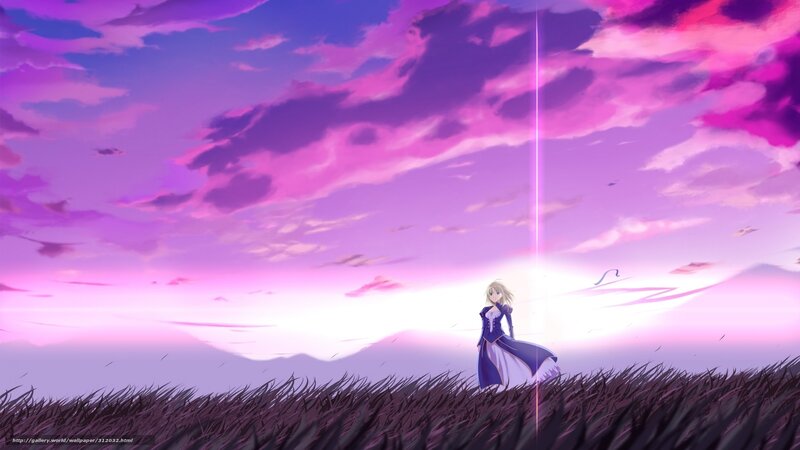 Anime girl in purple field
