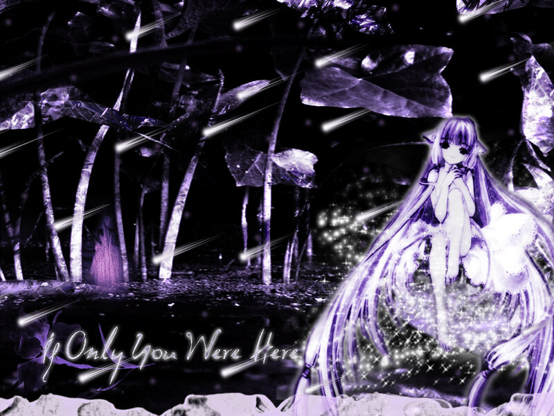 anime girl in purple forest