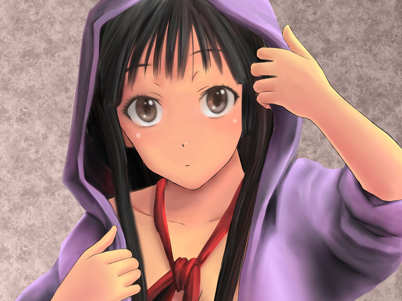 Anime Girl in Purple Hoodie — Neutral