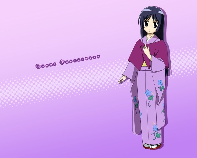 Anime girl in purple kimono