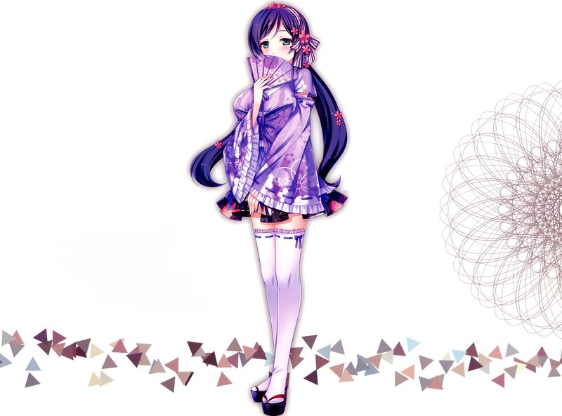 Anime Girl in Purple Kimono — Calm, Fan