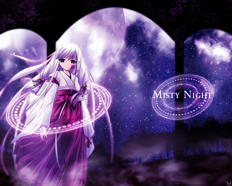 Anime Girl in Purple Kimono — Mystical, Serene