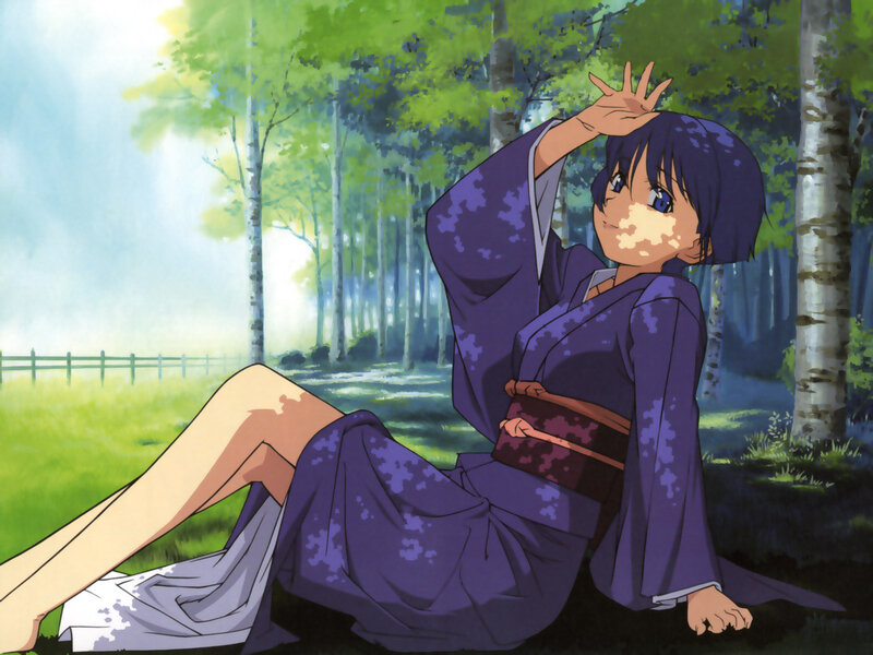 Anime Girl in Purple Kimono — Serene, Afternoon