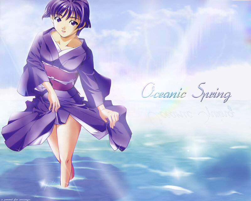 Anime Girl in Purple Kimono — Serene, Spring, Manga
