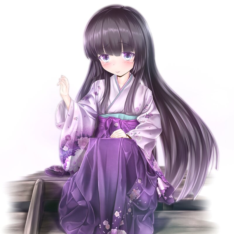anime girl in purple kimono