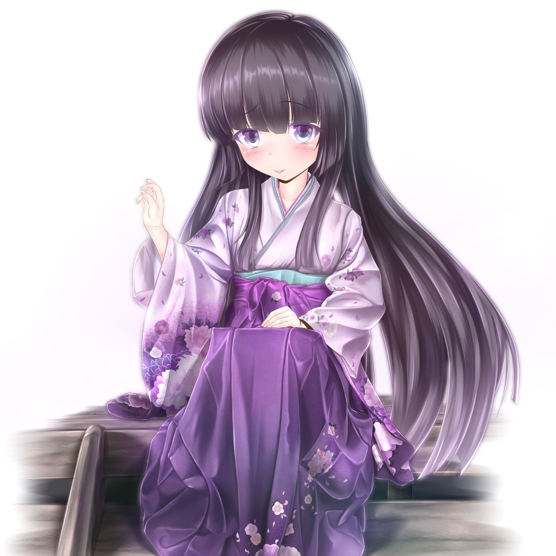 anime girl in purple kimono