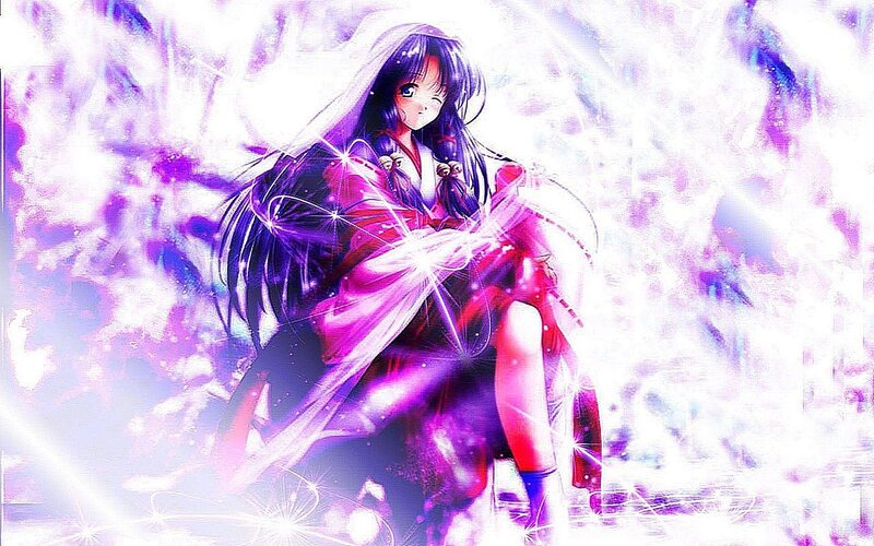anime girl in purple light