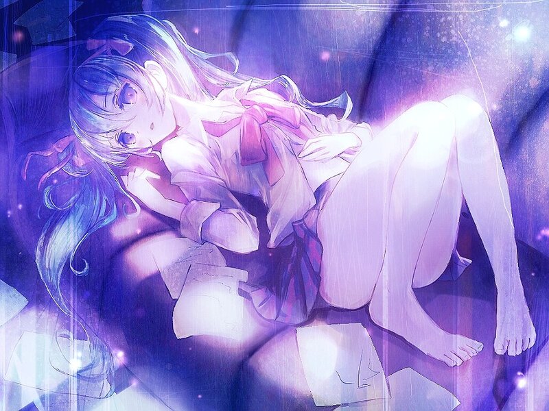 anime girl in purple light