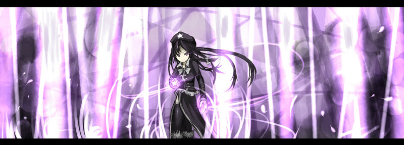 anime girl in purple light