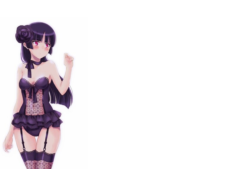 anime girl in purple lingerie