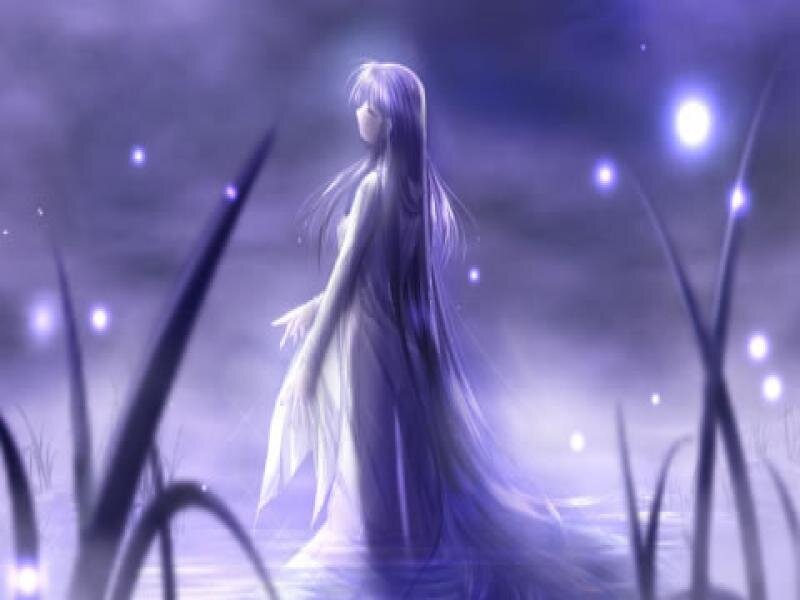 anime girl in purple mist