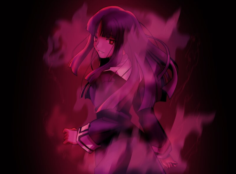 anime girl in purple mist