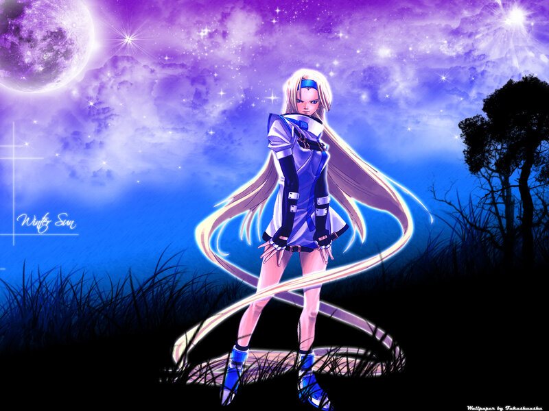 anime girl in purple night
