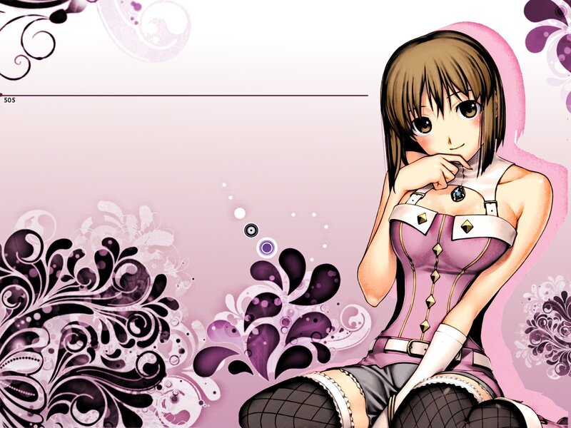 Anime Girl in Purple Outfit — Pink