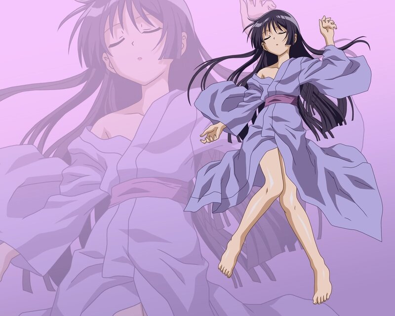 Anime girl in purple robe