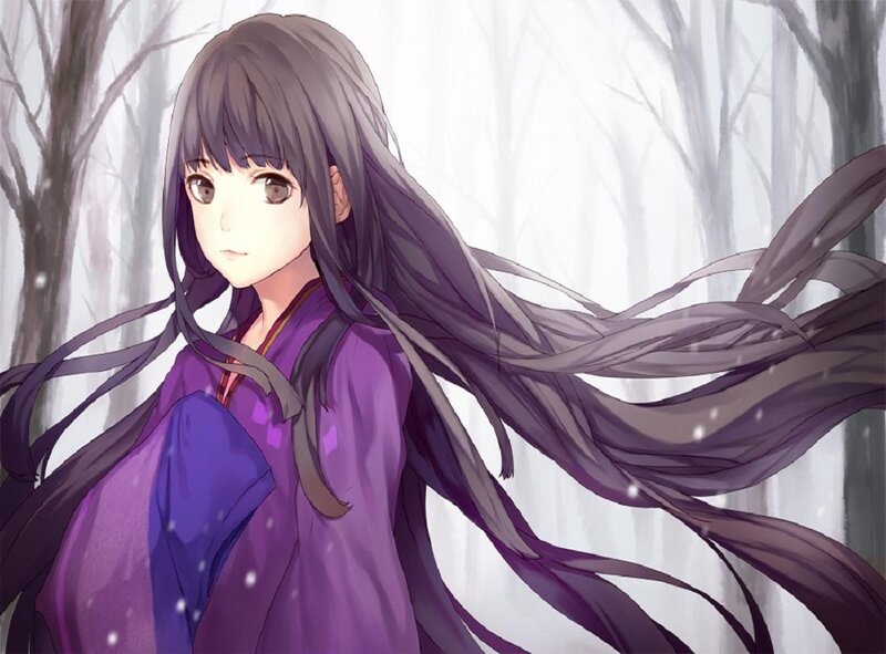 Anime Girl in Purple Robe — Serene