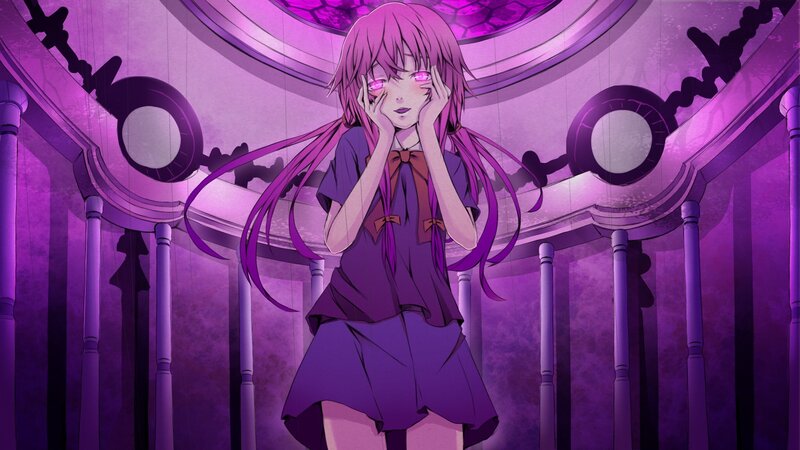 anime girl in purple room