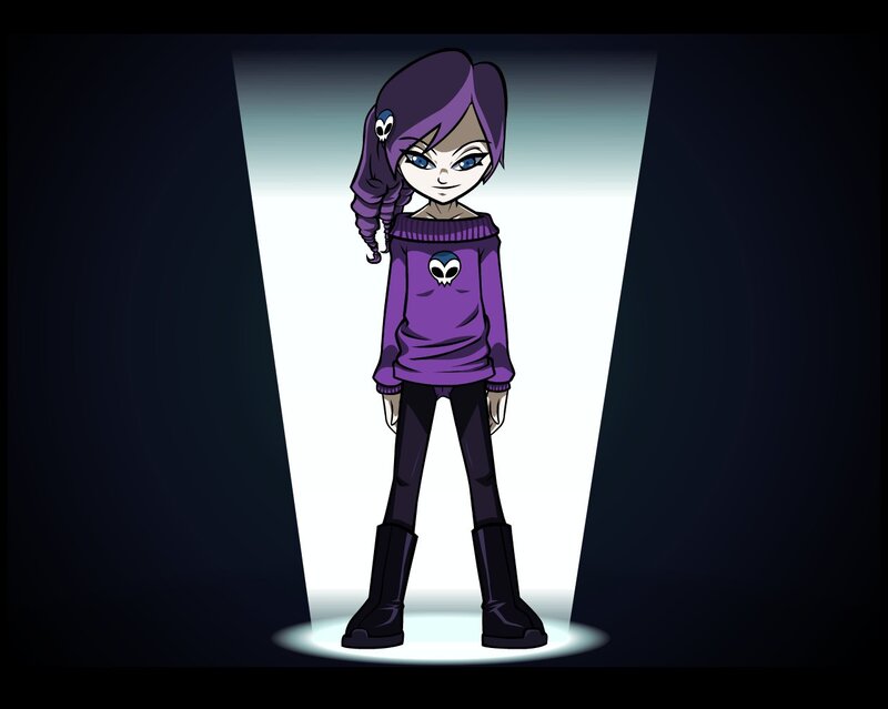 Anime Girl in Purple Sweater — Dramatic