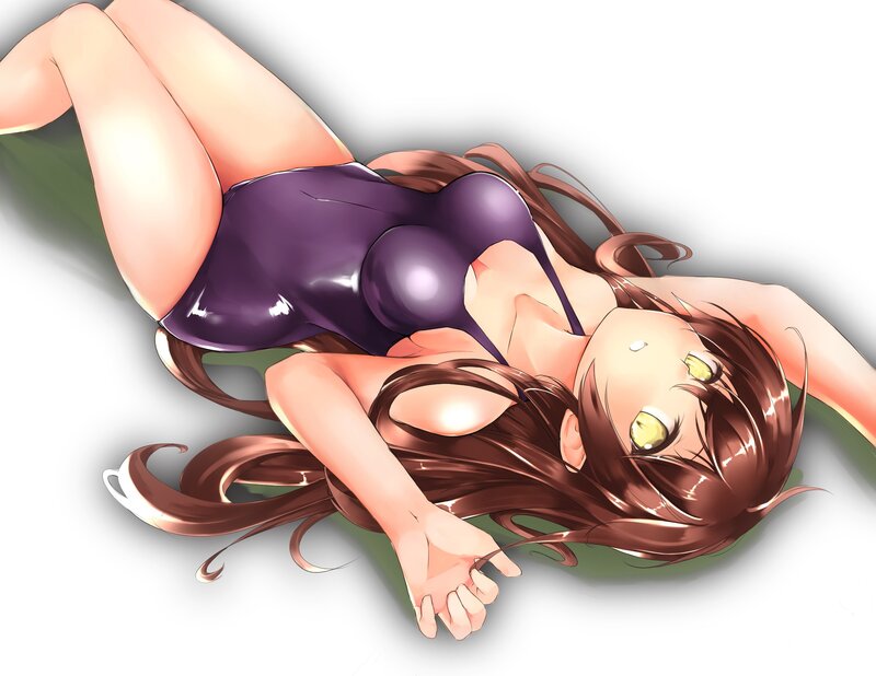 anime girl in purple swimsuit