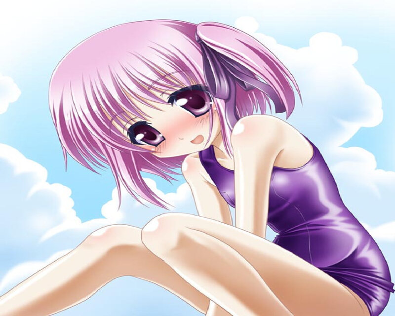 Anime Girl in Purple Swimsuit — Serene