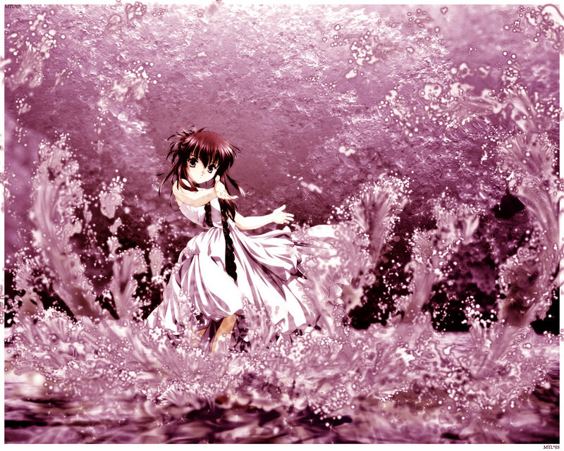 anime girl in purple water