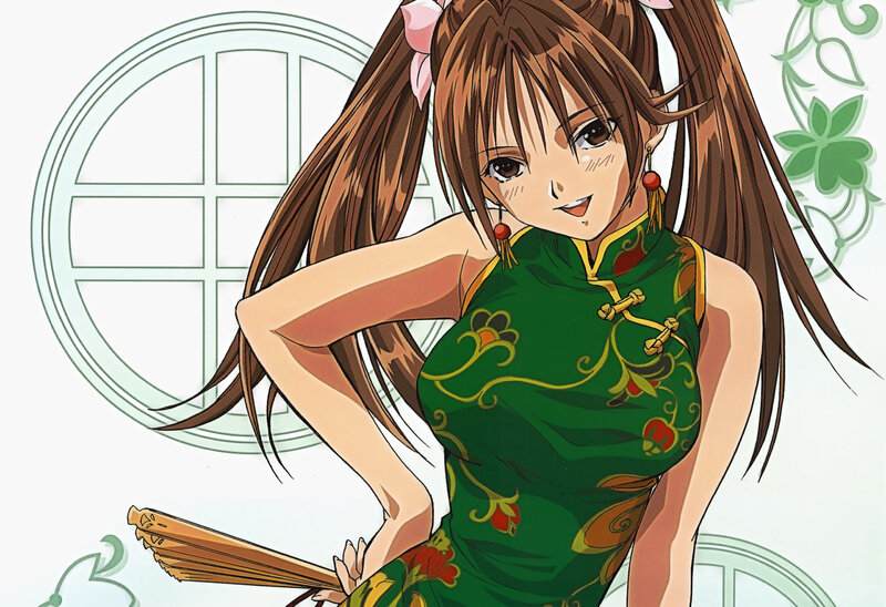 Anime Girl in Qipao — Green