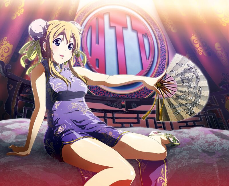 Anime Girl in Qipao — Purple, Dramatic