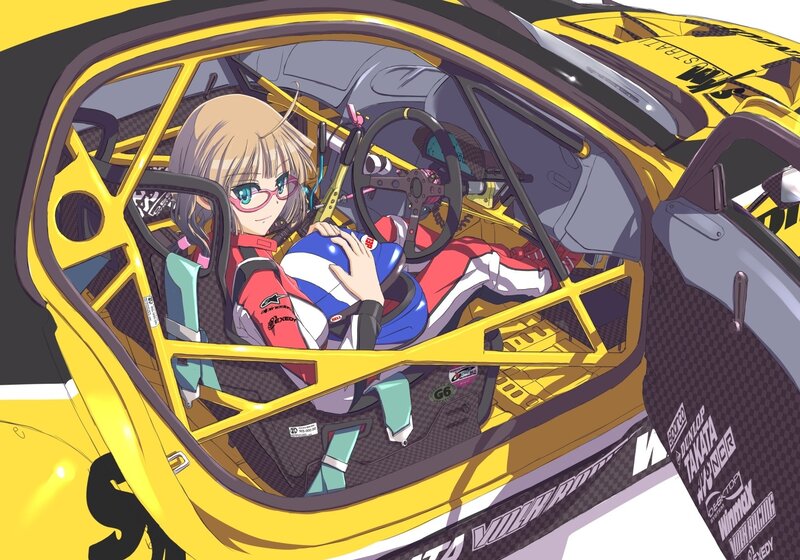 anime girl in race car
