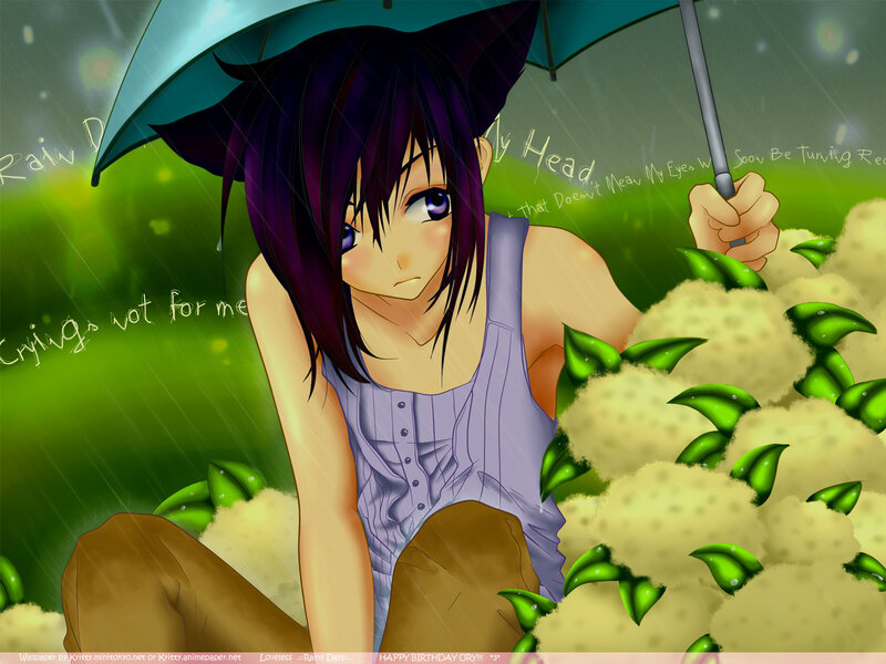 anime girl in rain
