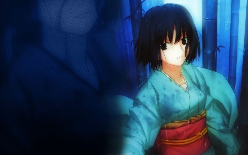 anime girl in rain