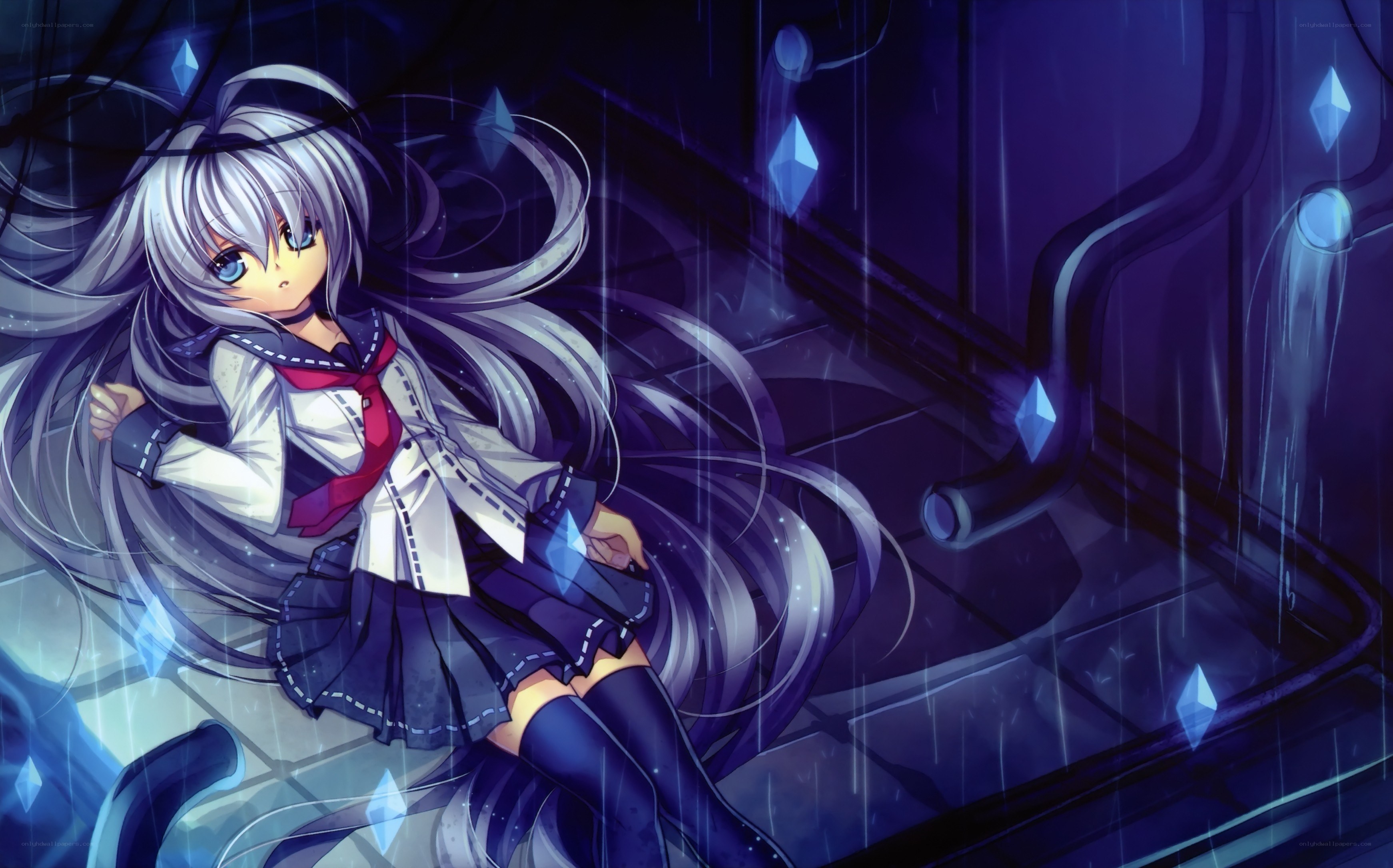 anime girl in rain