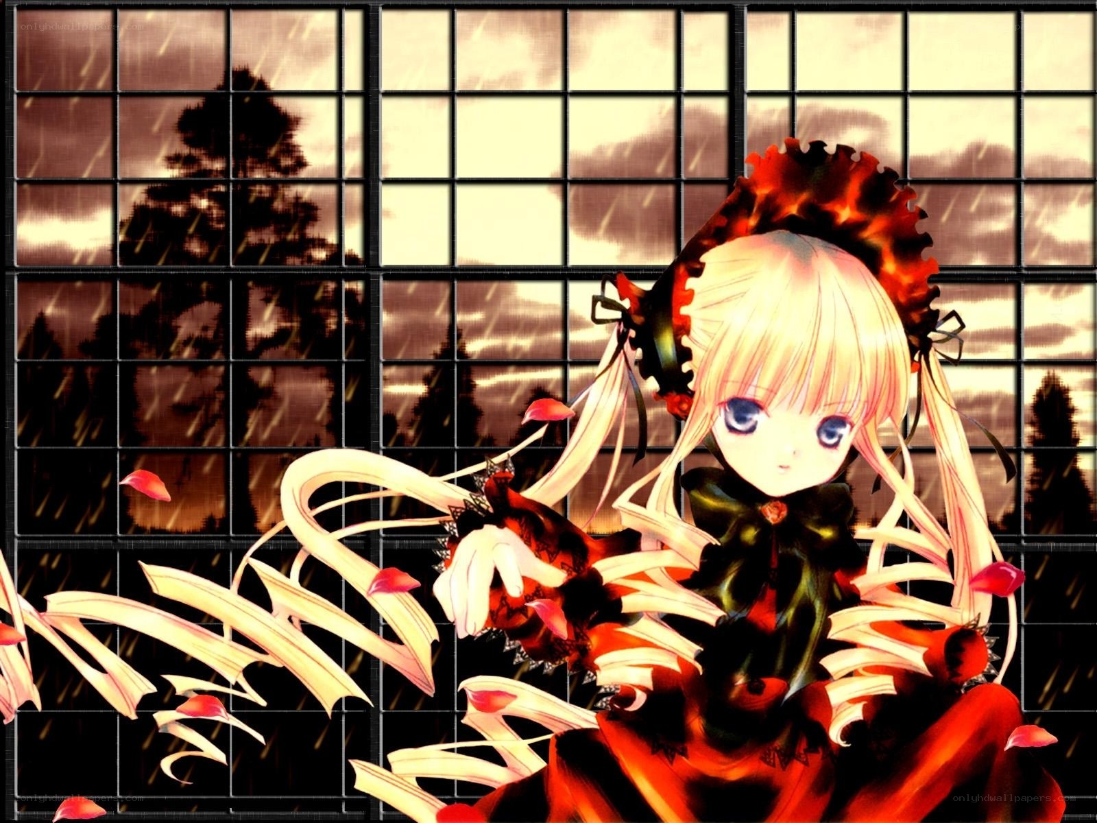 anime girl in rain