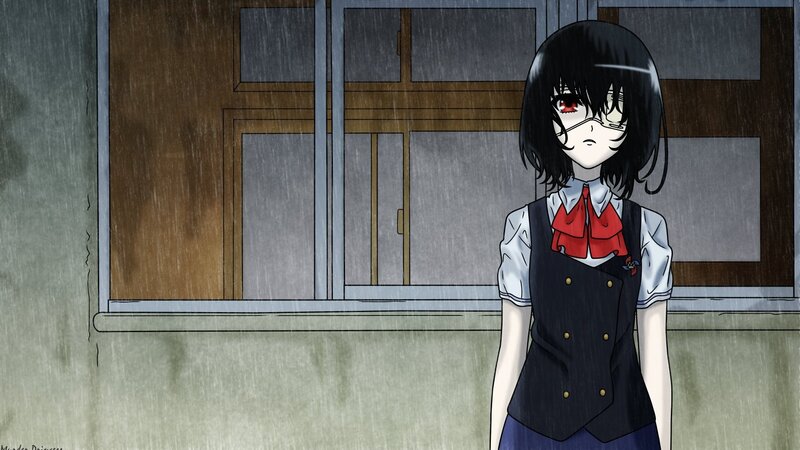 anime girl in rain