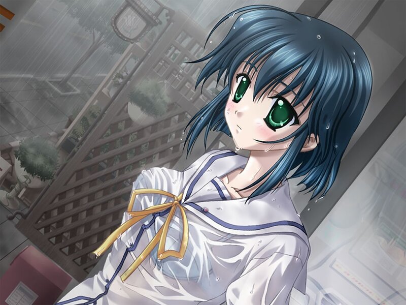 anime girl in rain
