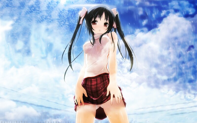 anime girl in rain