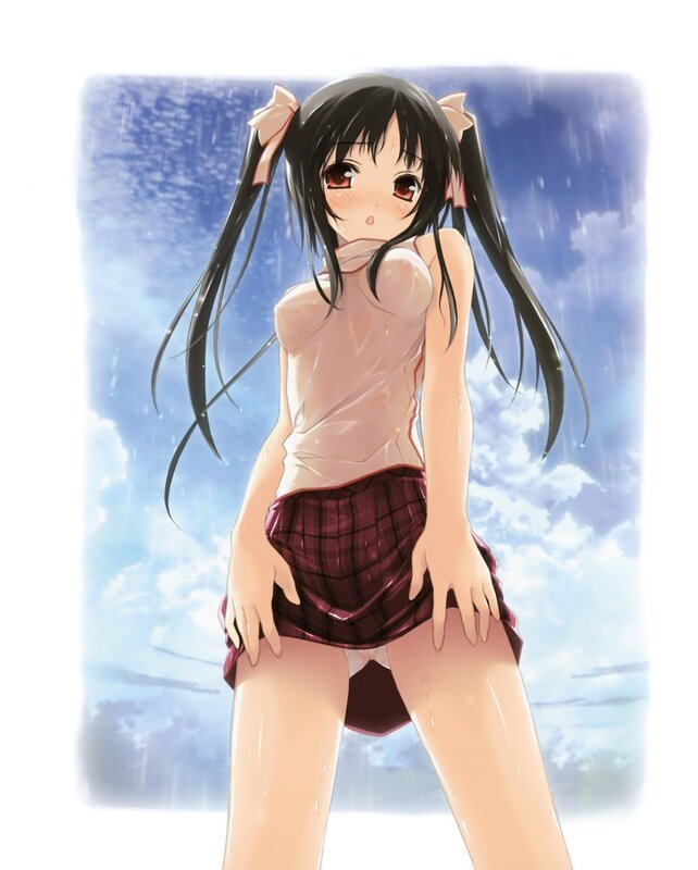 anime girl in rain