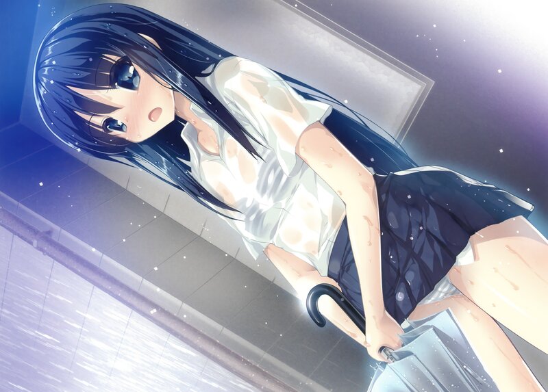 anime girl in rain